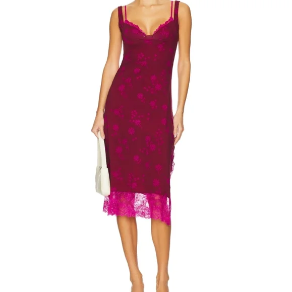 Free People Intimately Midi Slip Plump Combo Small Lace NWT$